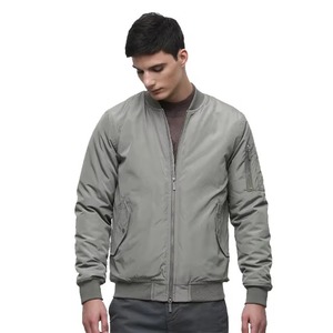 <b>Silver</b> Grey Bomber <b>Jacket</b> Men Lightweight Zip Up Outerwear Custom OEM Streetwear Fashion <b>Jacket</b> - Product Image 3