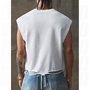 Camiseta sin mangas con gráfico de diamantes de imitación al por mayor para hombre, estilo streetwear con lavado ácido, top tipo tank, logotipo personalizado, fábrica OEM, informal, para gimnasio - Product Image 2