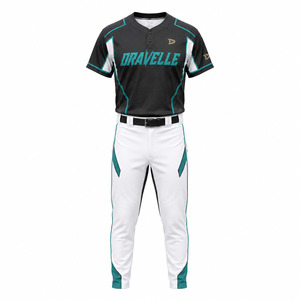 Ensemble d'uniformes de baseball et softball personnalisés OEM Dravelle pour hommes – Maillot et pantalon 100 % polyester tricoté en maille, prêt pour le match, pour équipes sportives - Product Image 2
