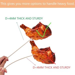 Spiedini in bambù naturale da 30 cm, diametro 4 mm, confezione da 100, per barbecue, frutta, cocktail, kabob, fontana di cioccolato, accessori per barbecue - Product Image 4