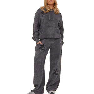 Survêtement en tissu durable délavé à l'acide, toucher doux, coupe confortable, look élégant, idéal pour les tenues décontractées quotidiennes et les voyages - Product Image 1