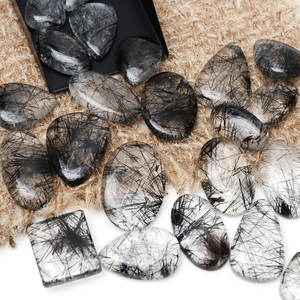 Natural <b>Black</b> Rutile Round Mix Shape Cabochon Perfect Loose Gemstone for Crafting and Collectibles - Product Image 2