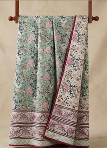 Luxurious Handmade <b>Block</b> Printed Organic Cotton Dohar Artistic Floral Motifs Anti-Bacterial Buy Direct From Supplier At Bulk - Product Image 2