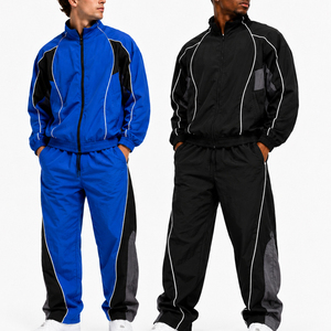 Ensemble de survêtement de sport pour homme, personnalisé, 100% nylon, deux pièces, imperméable, respirant, léger, style streetwear, veste et pantalon de jogging - Product Image 1