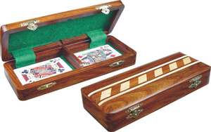 Caja de Cartón Ligera de Madera Maciza Hecha a Mano Lowellcraft, Ecológica, de Alta Calidad, con Diseño de Tablero de Ajedrez Incrustado e Interior de Fieltro Verde - Product Image 4