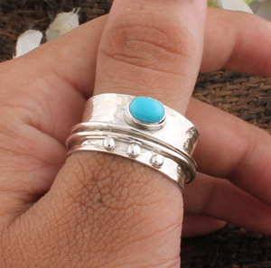 Wholesale 925 Sterling <b>Silver</b> Bezel Set Classic Multi Band Meditation Anxiety Fidget <b>Ring</b> for <b>Men</b> - Product Image 2
