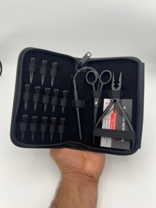 Kit de Herramientas Profesional para Extensiones de Cabello con Método de Trama Pequeña, Más Vendido, Color Negro Mate, Alicates de Dos Orificios, Tijeras con Mango de Bucle - Product Image 1