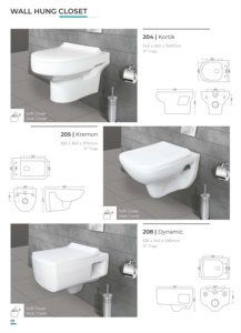 Inodoro de cerámica suspendido Rubix 510x365x320mm con sifón en P, sin borde, descarga sin rueda de flujo, taza alargada, accesorio de baño - Product Image 5