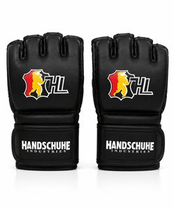 Gants d'arts martiaux MMA en cuir à demi-doigts avec fermeture Velcro unisexe pour l'entraînement - Product Image 3