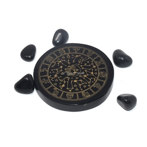 Posavasos grabado de ágata negra natural al por mayor posavasos grabado con acento antiguo en ágata negra para decoración del hogar - Product Image 4