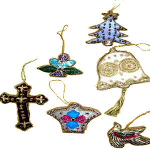 Adorno Navideño Colgante con Forma de Luna y Estrella de la Mejor Calidad, Bordado de Lujo con Cuentas, Decoración para Árbol - Product Image 1