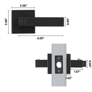 Manija de Puerta de Privacidad Negra Mate, Reversible, con Cerradura sin Llave, Paquete de 10 - Para Mano Izquierda y Derecha, Rotación de 45 Grados - Product Image 3
