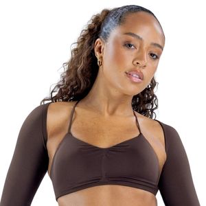 Women Dark Brown Long Sleeve Sports Bra Open Back Matching Leggings Set High Stretch Workout Gym Yoga Fitness Activewear Custom - Product Image 5