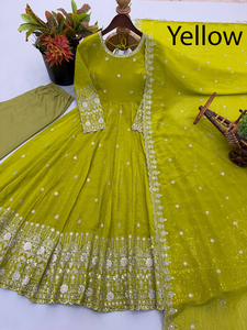 PinkCityBlocks Traje Tradicional Indio-Pakistaní Verde, de Terciopelo Viscosa Crujiente, Sin Arrugas, de Secado Rápido, Estilo Afgano, para Fiesta, Invierno - Product Image 3