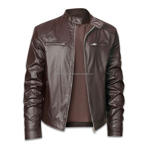 Chaqueta de Cuero de Alta Calidad, Piel de Cordero Genuina, Directo de Fábrica, Chaqueta de Cuero con Cremallera de Talla Grande, a la Moda para Hombre, Abrigos de Cuero - Product Image 6