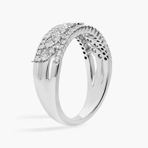 Anillo de Diamantes Cultivados en Laboratorio para Mujer, Anillo Ancho de Varias Hileras, Clásico, Regalo de Compromiso, Aniversario, Boda, Oro de 10K, 14K, 18K, Plata 925, 935 - Product Image 3