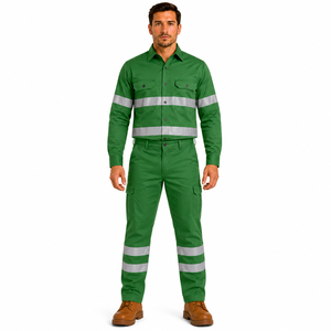 Wholesale Men Workwear High Visibility Reflective Tape Button <b>Shirt</b> Cargo Pants Set Safety Uniform Custom Durable Industry Wear - Product Image 1