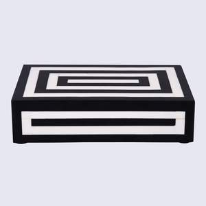 <b>Vintage</b>-Style Brown & Ivory Resin Inlay Decorative Indian Pattern Jewelry <b>Box</b> for Storage & Gift Giving - Product Image 1