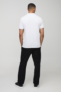 Polo à manches courtes blanc pour homme, coupe classique, tricoté, couleur unie, col zippé - Product Image 3