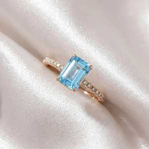 Anillo de Eternidad de Plata de Ley 925 con Diseño Romántico Clásico, Anillo con Piedra de Topacio Azul Cielo Natural, Anillo para Uso Diario - Product Image 3