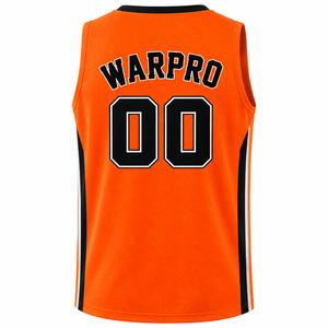 Camiseta de Baloncesto Warpro Naranja con Cuello en V, Sin Mangas, Malla Transpirable, Unisex, para Adultos, con Número 00 Serigrafiado - Product Image 4