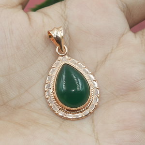 จี้หยดน้ำหยกเขียวเงินแท้ 925 ดีไซน์วินเทจทำมือ ประดับด้วยพลอยธรรมชาติ ของขวัญสำหรับผู้หญิง - Product Image 4