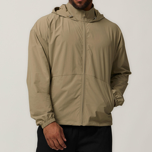 Regular Athletic Fit Outdoor Sports Solid Color Zipper <b>Jacket</b> for <b>Workout</b> Hooded Windbreaker Gym Apparel Supplier Bulk Tracksuit - Product Image 6