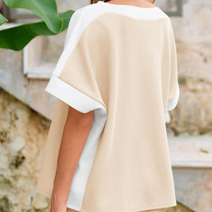 Nouvel arrivage : Ensemble décontracté deux pièces pour femme en coton (t-shirt et short) – Longueur au-dessus du genou – En solde - Product Image 2