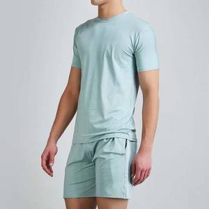 Conjunto Casual de Verano para Hombre, Nuevo, Transpirable, de Algodón Tejido, Personalizado, de 2 Piezas, Camiseta y Pantalones Cortos con Estampado Sólido - Product Image 5