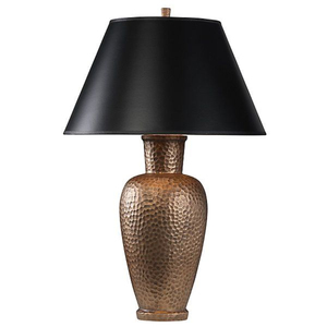 Classic Design Hammered Copper <b>Table</b> <b>Lamp</b> With <b>Black</b> Linen <b>Shade</b> Base Home Lighting Perfect <b>For</b> Bedside Or Living Room Low Price - Product Image 1