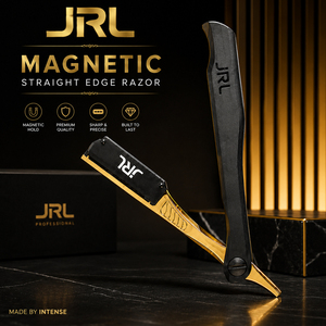 Luxury JRL Magnetic Straight Edge Razor Stainless Steel Non-Disposable for <b>Men</b> Gold & Black Hair Salon Shaving Tool - Product Image 1