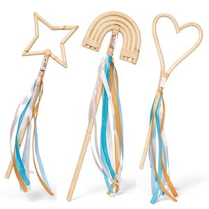 Baguette magique en rotin inspirée de Montessori pour enfants, prix le plus bas, baguettes magiques fleuries faites à la main - Product Image 2