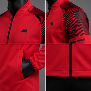 Veste de sport rouge pour homme, manches longues, col montant, fermeture éclair sur le devant, logo, respirante, en polyester, pour le printemps - Product Image 6