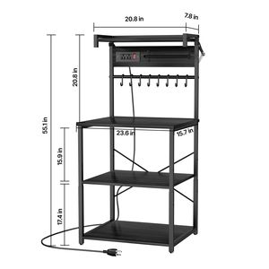 Étagère de cuisine avec prise électrique, câble de 4,6 pieds, largeur de 23,6 pouces, support robuste en forme de X, 8 crochets pour le rangement dans la salle de bain - Product Image 2