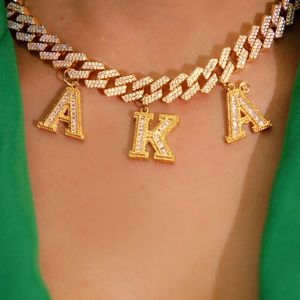 Gold AKA Cuban Link <b>Necklace</b> Letter Pendant Chain Jewelry for Women Fashion <b>Statement</b> <b>Necklace</b> Gift Party Daily Wear Accessories - Product Image 2