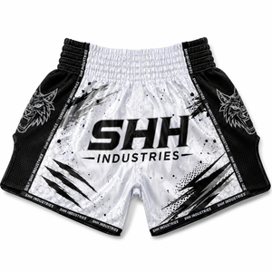 กางเกงมวยไทย SHH Custom Logo สำหรับผู้ชาย ผ้าซาตินพรีเมียม กางเกงคิกบ็อกซิ่ง กางเกงฝึกศิลปะการต่อสู้ ขายส่ง - Product Image 1