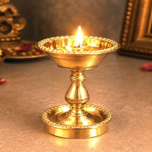 Tapa de latón con cuentas de cristal para lámpara Akhand Jyoti Diya, para decoración de Puja, disponible a precios de mayorista. - Product Image 5