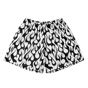 Premium Quality Wholesale Men's Mesh Shorts Vintage -Style Heavy Mesh Flame Pattern Custom Logo Drawstring Closure - Product Image 1