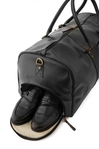 Luxury Genuine Leather Duffle <b>Bag</b> Business Travel Zipper Closure And <b>Shoe</b> <b>Compartment</b> Design Strong Zipper Leather Duffle <b>Bags</b> - Product Image 3