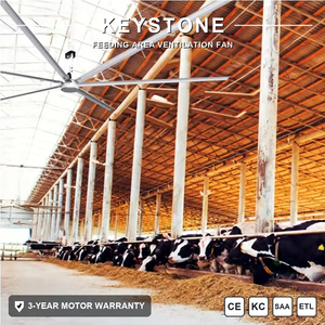 Ventilateur de plafond HVLS à faible bruit et à économie d'énergie Keystone pour l'élevage – Équipement de ventilation efficace pour les grandes exploitations laitières et les zones de repos - Product Image 1