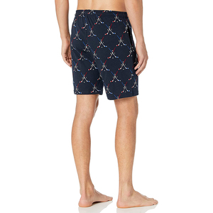 Short de bain décontracté pour hommes, imprimé géométrique bleu marine, avec cordon de serrage à la taille et poches, séchage rapide - Product Image 2
