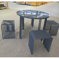 Table et chaises de pique-nique en acier galvanisé avec revêtement en poudre pour l'extérieur, ensemble complet, vente en gros d'usine à prix compétitif
