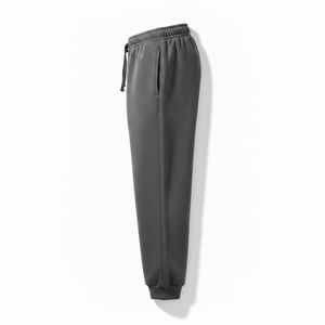 Pantalon de survêtement en coton gris foncé pour homme, taille élastique, poches latérales, décontracté, léger, tricoté, pour l'automne, style urbain - Product Image 3