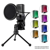 Micrófono de Condensador USB RGB Cardioide con Silenciador Táctil, Reducción de Ruido, Trípode Metálico y Filtro Pop para Gaming, Streaming y Grabación