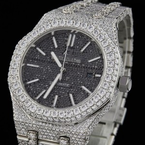 Reloj Automático de Lujo Personalizado para Hombre, con Diamantes Brillantes, Completamente Cubierto de Moissanita VVS, Caja de 9 mm de Grosor, Cronógrafo, Función de Negocios, Cristal - Product Image 1