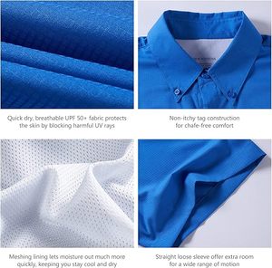 Camisa de pesca para hombre, con botones, tejida, de manga corta, para exteriores, UPF 50 - Product Image 6