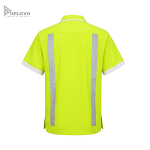 Vêtements de travail industriels personnalisés, chemise de sécurité cubaine à manches courtes, légère, en polycoton, 4 poches à rabat, bande réfléchissante argentée, pour les ouvriers du bâtiment - Product Image 3
