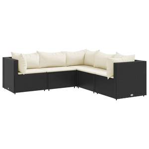 Ensemble de salon de jardin en rotin noir moderne avec coussins crème, capacité 7 personnes, mobilier d'extérieur - Product Image 4