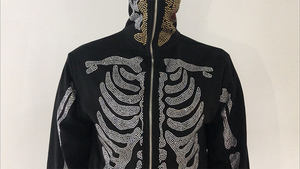 Men's <b>Black</b> Hooded <b>Sweatshirt</b> Rhinestone Solid Design Front Regular Fit Fleece Polyester/Cotton Breathable Quick Dry Winter - Product Image 3