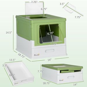 Lettiera per Gatti Completamente Chiusa in Acciaio Inossidabile e Plastica ABS, Rettangolare, Taglia XL 9L, Facile da Pulire, Uscita Superiore, Ingresso Frontale, Verde Giallastro - Product Image 3